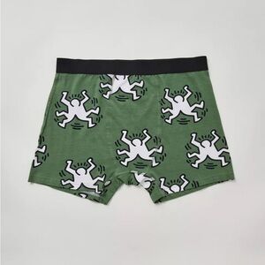 Keith Haring Dancing Figures Boxer Brief, Green, Small, NWT
